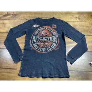 Affliction American Customs MC Long Sleeve Black Womens Shirt Size Medium